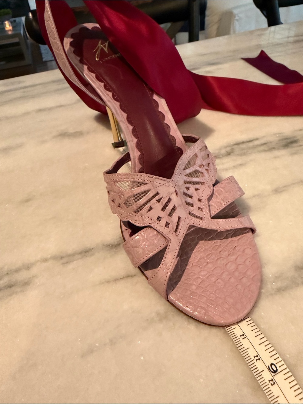 Women's Heels with Ribbon Accent, gold heel - Picture 14 of 14